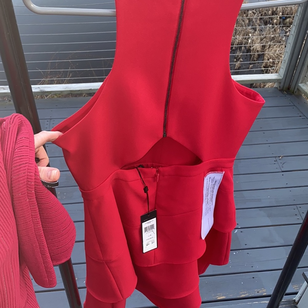 BCBG Rio Red Cocktail Ruffle Dress Sze 8 - Picture 8 of 10